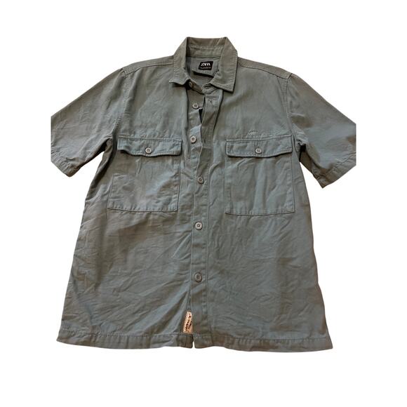 Zara Collab Men’s Small Baby Blue Y2K Button Up Short Sleeve Shirt - Picture 1 of 7